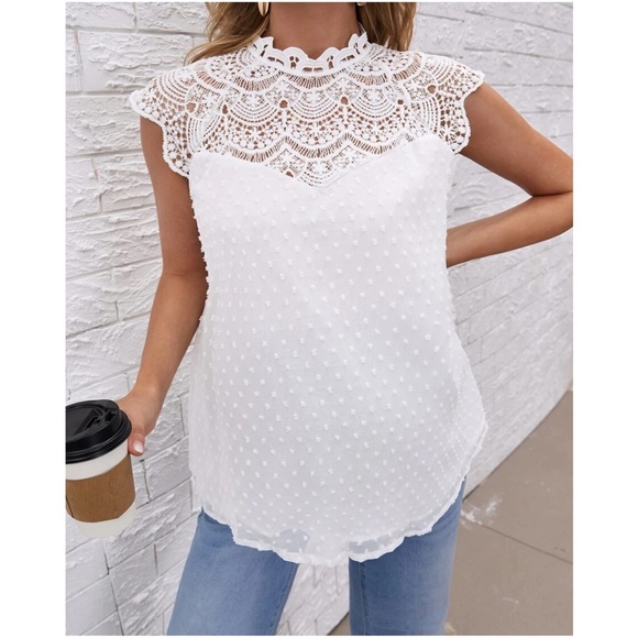 BellanBlue Tops - MATERNITY Swiss Dot Mock Neck Blouse